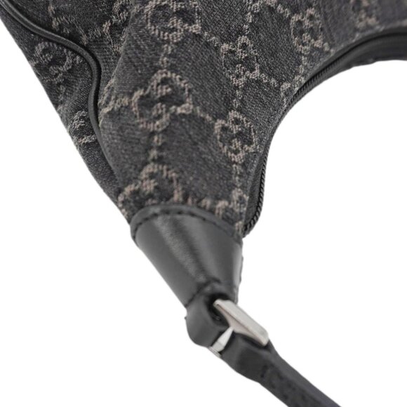 Gucci  Horsebit Slim Small GG Monogram Denim Hobo Shoulder Bag Black 774719 - Picture 4 of 11